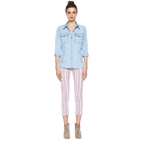 Isabel Marant Etoile Paul Batik Indigo Chambray Button Up Shirt Blue Size Medium - Picture 3 of 13